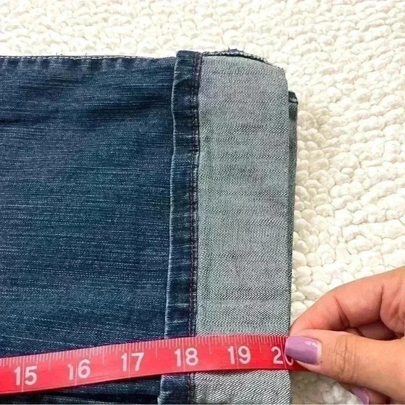 Jeanstar Med Wash Faded Flap Pocket Cuffed Crop Denim Stretch Capri Jean Size 10 - Picture 14 of 15